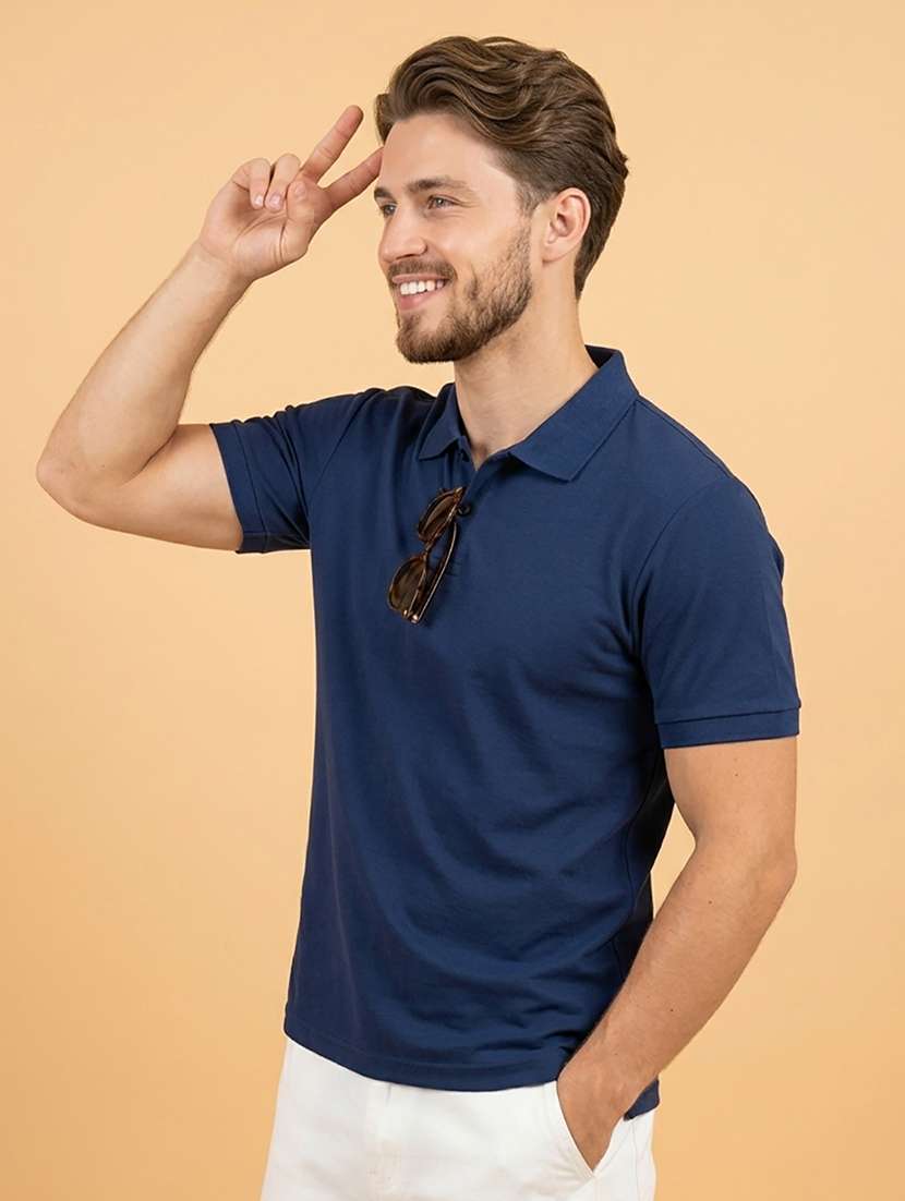 men solid short sleeve regular fit polo t-shirt - 22502395 -  Standard Image - 1