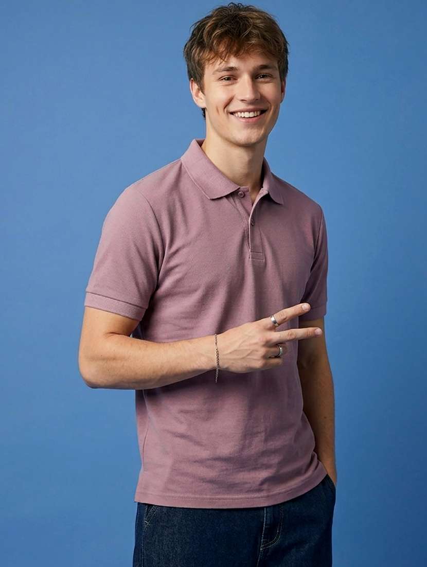 men solid short sleeve regular fit polo t-shirt - 22502396 -  Standard Image - 1