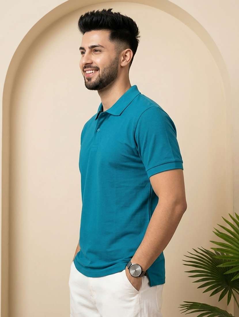 men solid short sleeve regular fit polo t-shirt - 22502400 -  Standard Image - 1