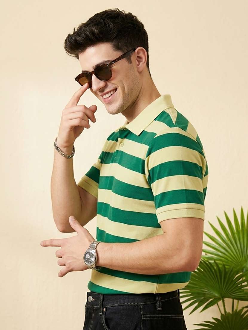 men striped short sleeve regular fit polo t-shirt - 22502403 -  Standard Image - 1