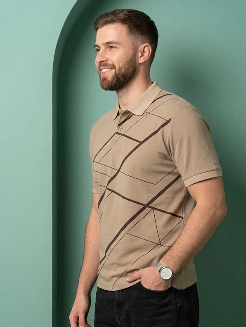 men printed short sleeve regular fit polo t-shirt - 22502413 -  Standard Image - 1