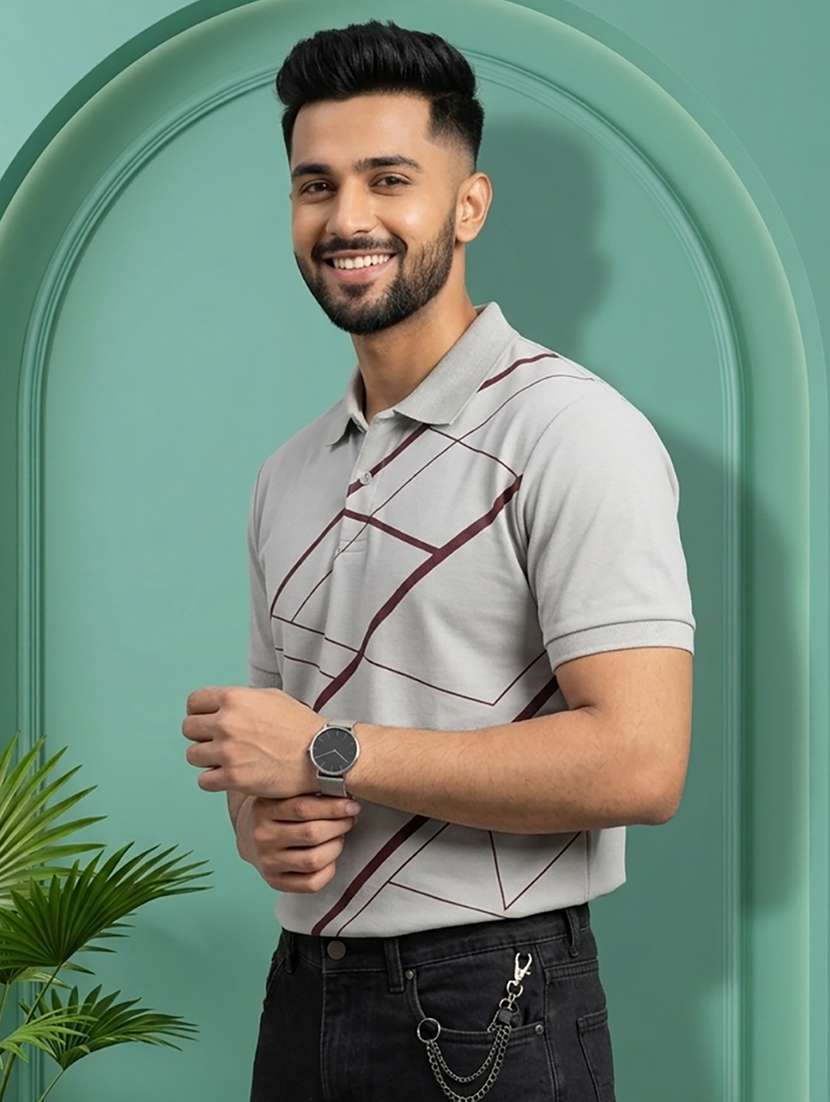 men printed short sleeve regular fit polo t-shirt - 22502414 -  Standard Image - 1