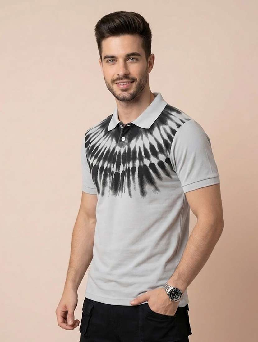 men printed short sleeve regular fit polo t-shirt - 22502422 -  Standard Image - 1