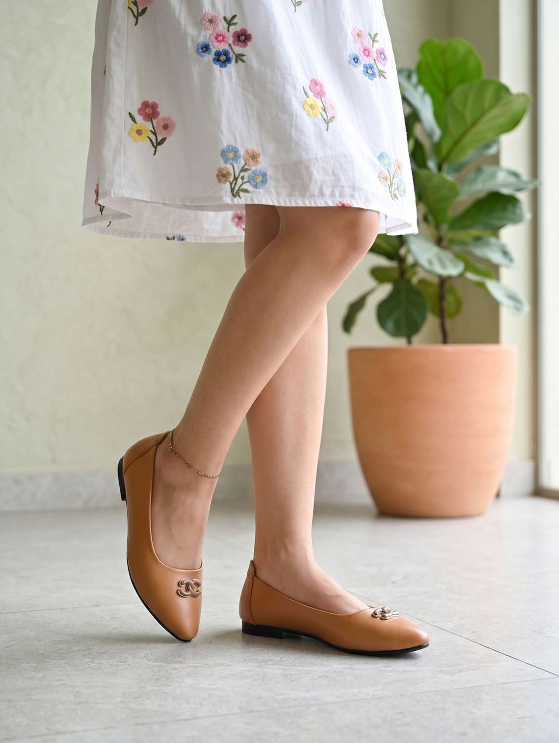 Women Tan Slip On Ballerina - 22502429 -  Standard Image - 4