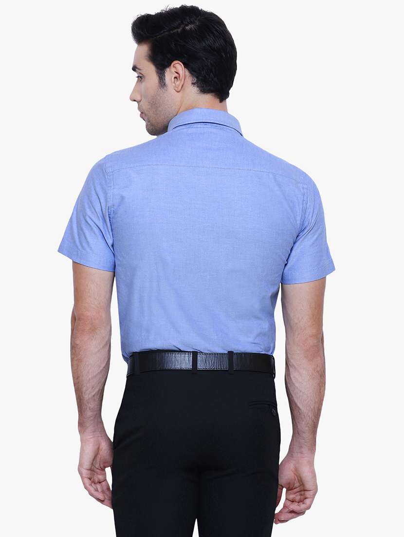 Men Solid Short Sleeve Slim Fit Formal Shirt - 22502437 -  Standard Image - 4