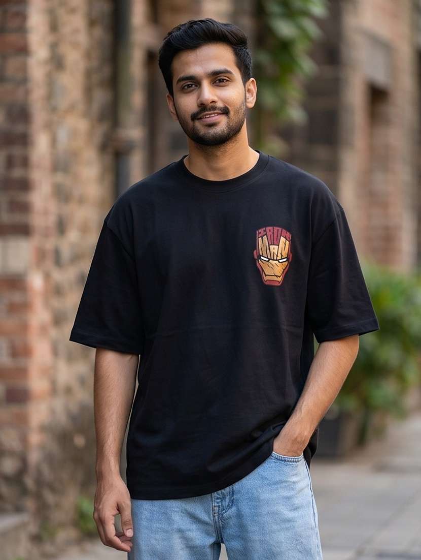 men placement print short sleeve oversized t-shirt