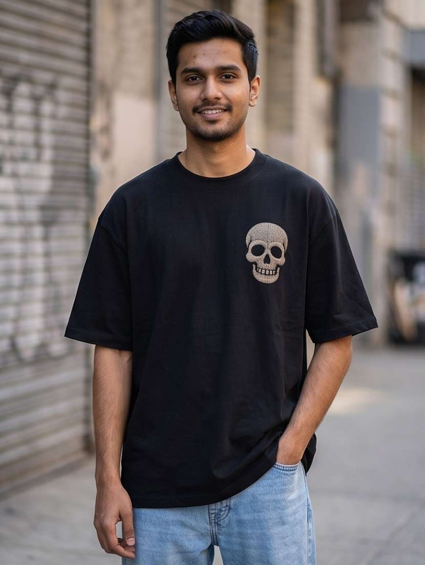men embroidered short sleeve oversized t-shirt