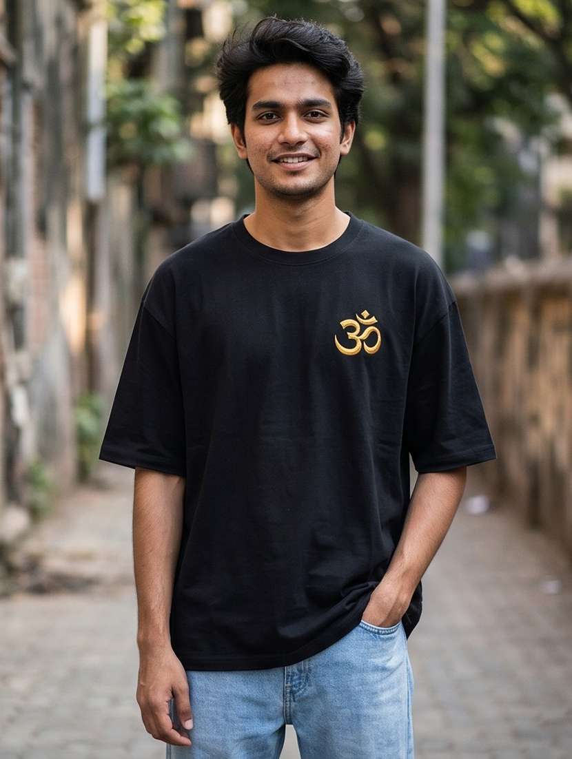 men embroidered short sleeve oversized t-shirt