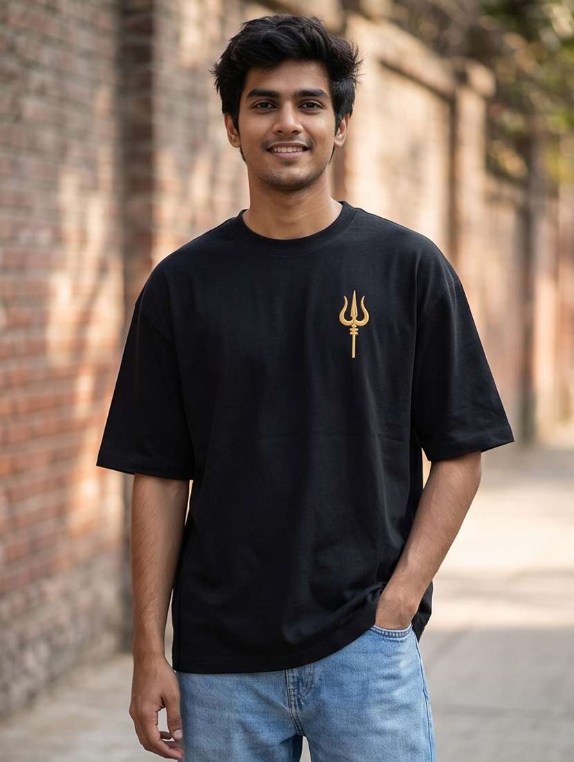 men embroidered short sleeve oversized t-shirt