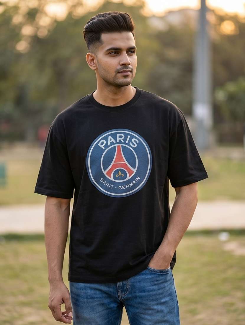 men front print short sleeve oversized t-shirt