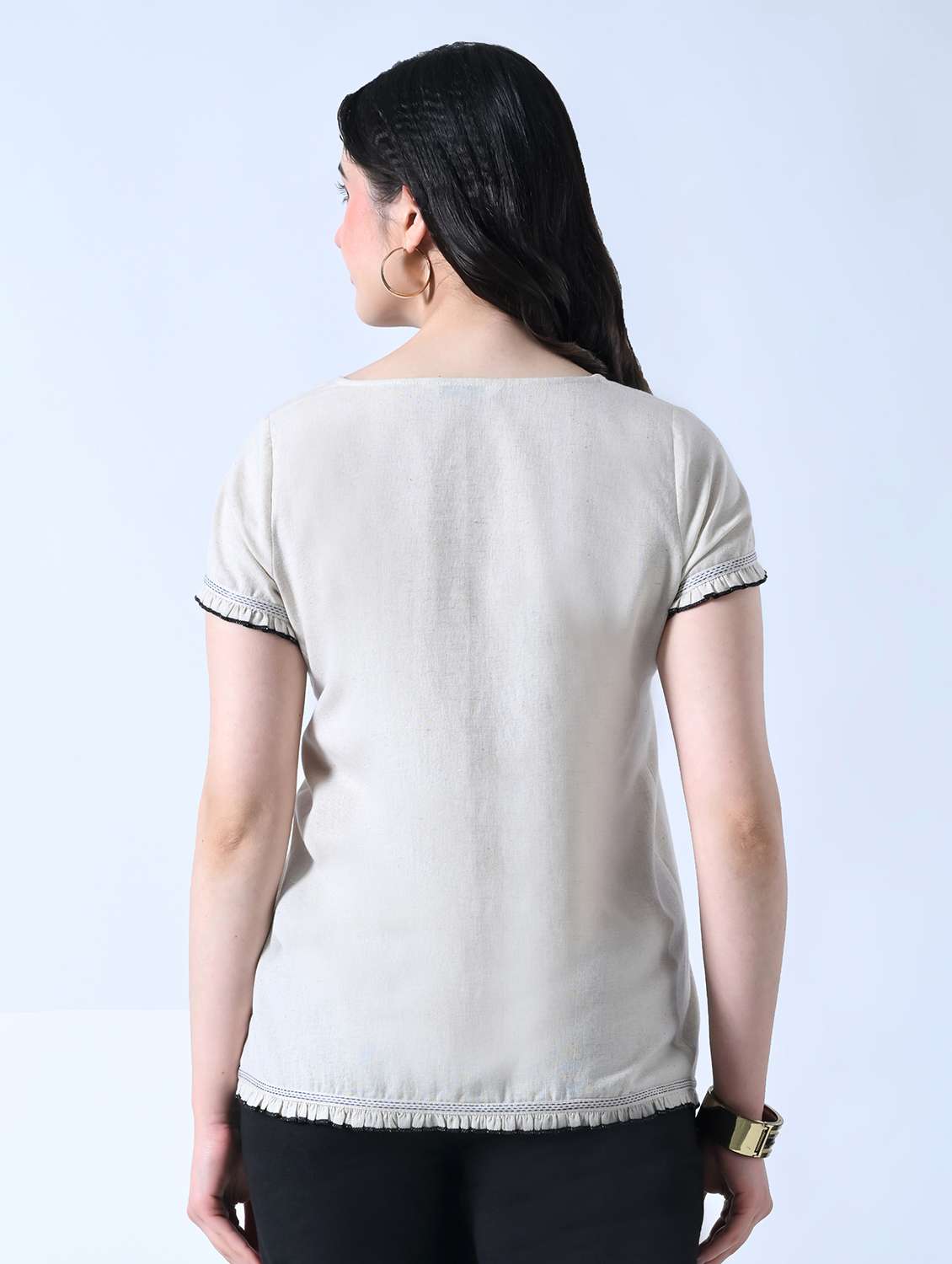 women embroidered round neck short sleeves top - 22502613 -  Standard Image - 4