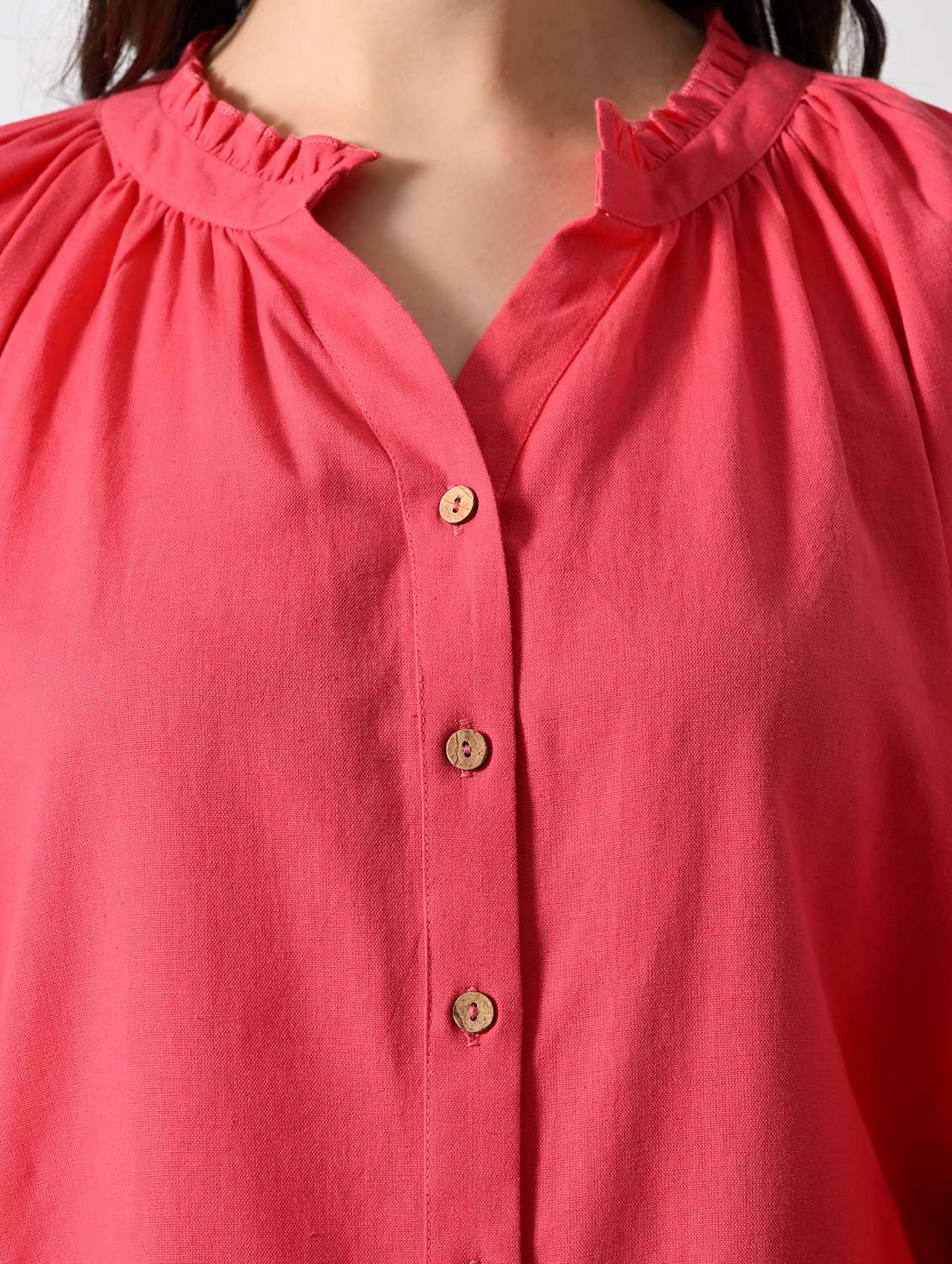 women solid bishop sleeves shirt - 22502614 -  Standard Image - 1
