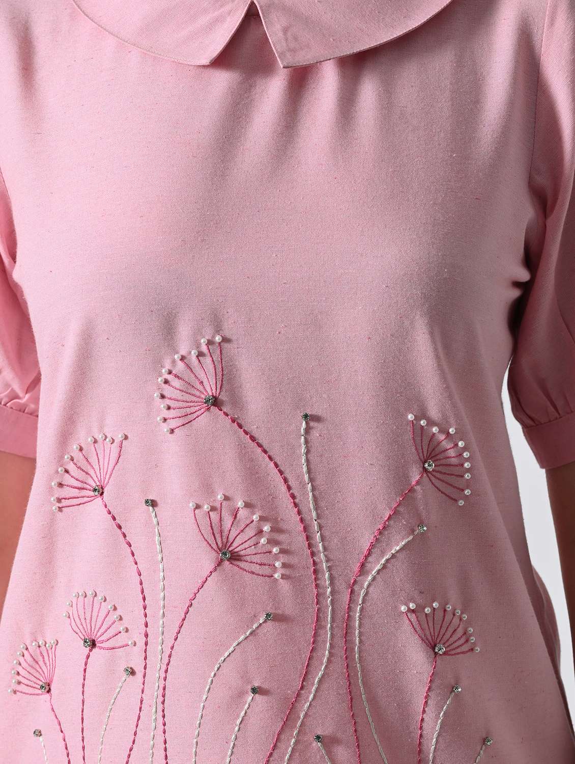 women embroidered peter pan collar top - 22502619 -  Standard Image - 1