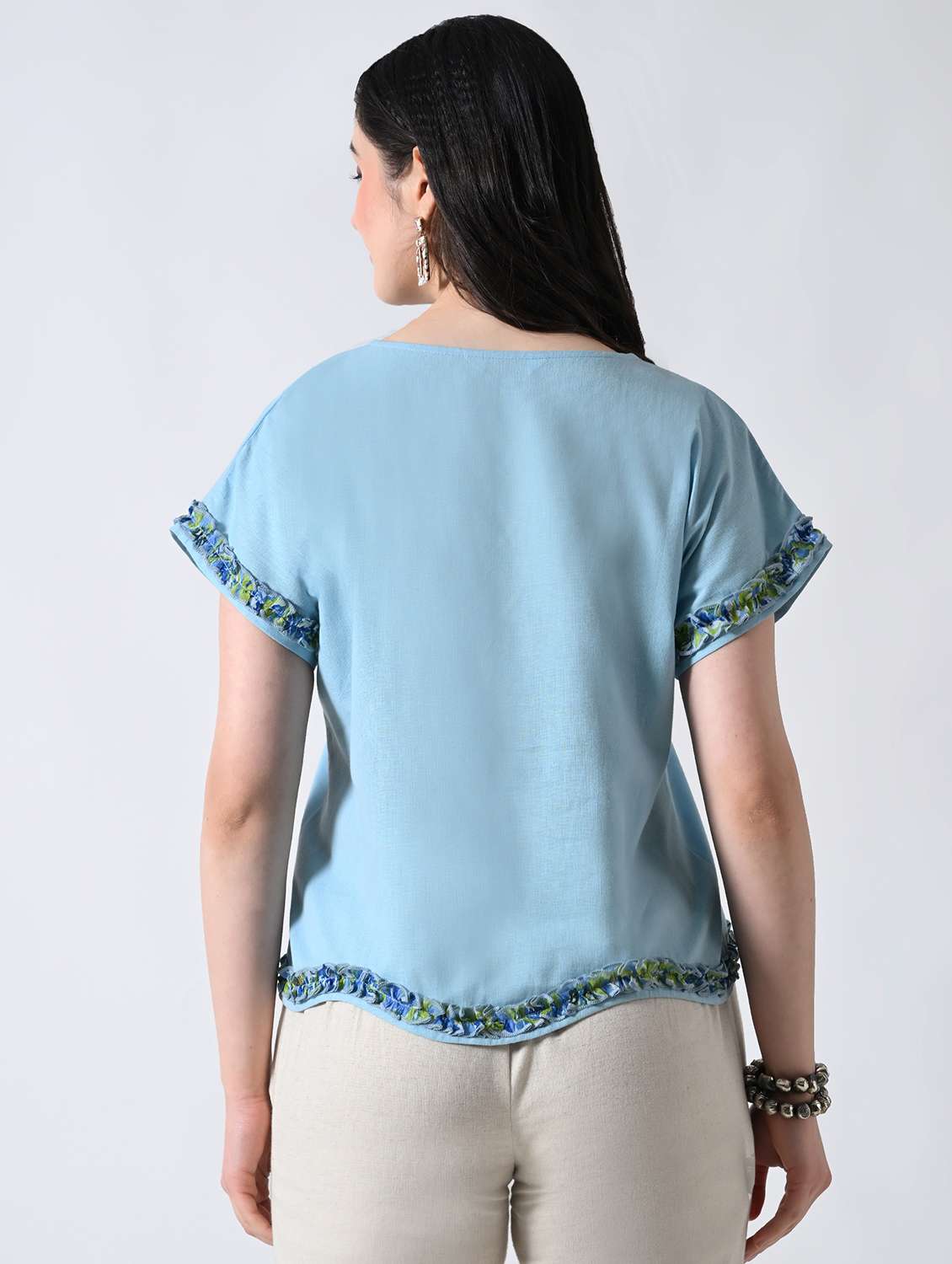 women solid round neck top - 22502624 -  Standard Image - 4