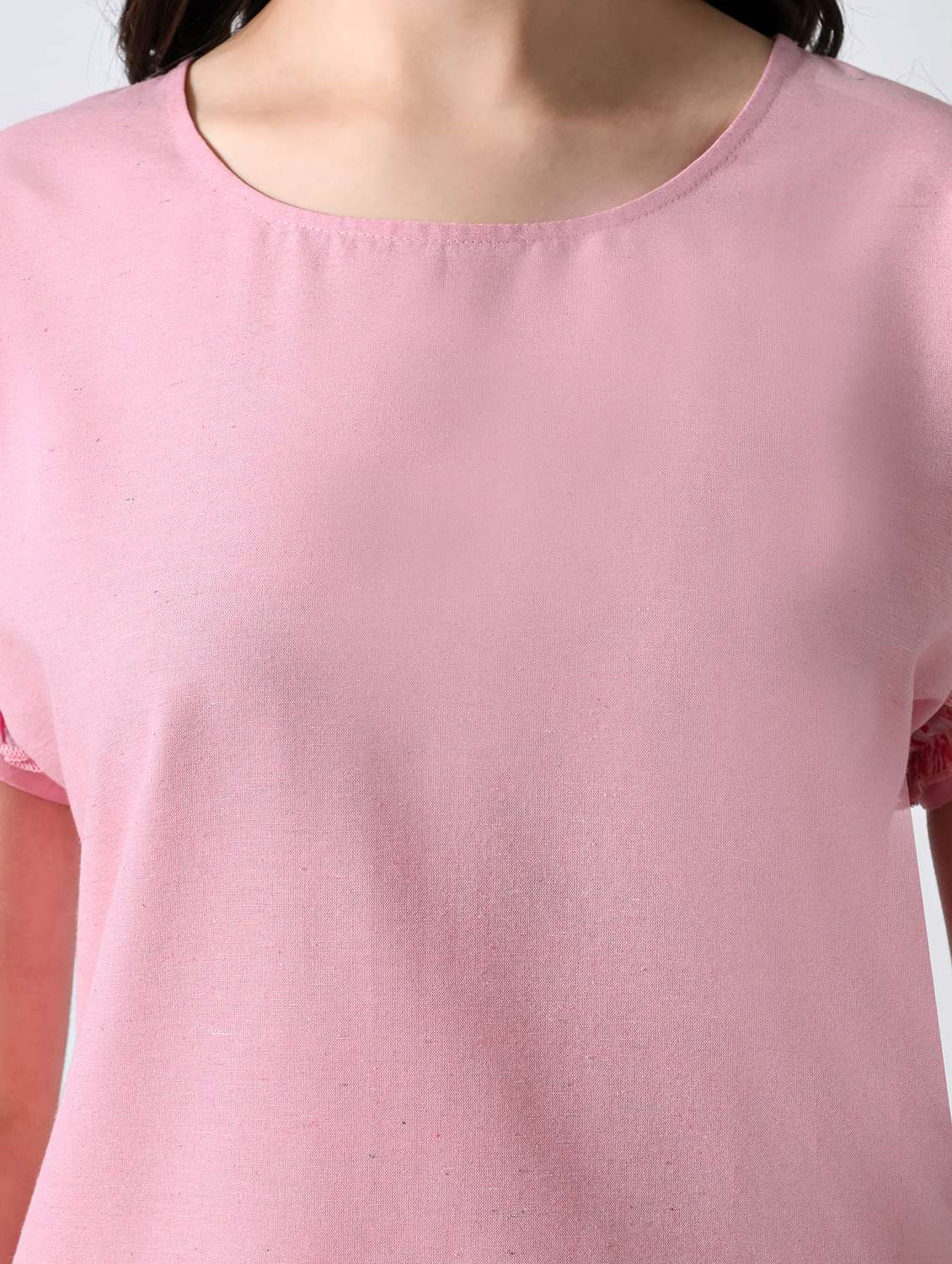 women solid round neck top - 22502625 -  Standard Image - 1