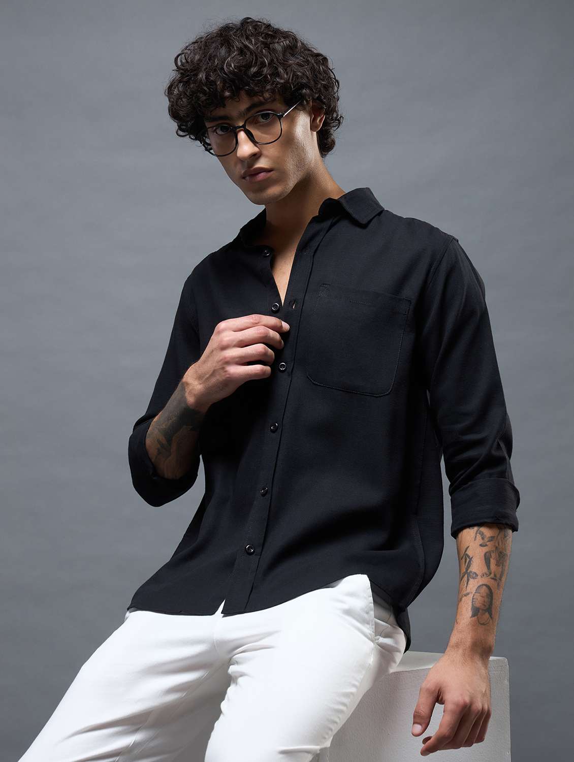 black cotton casual shirt