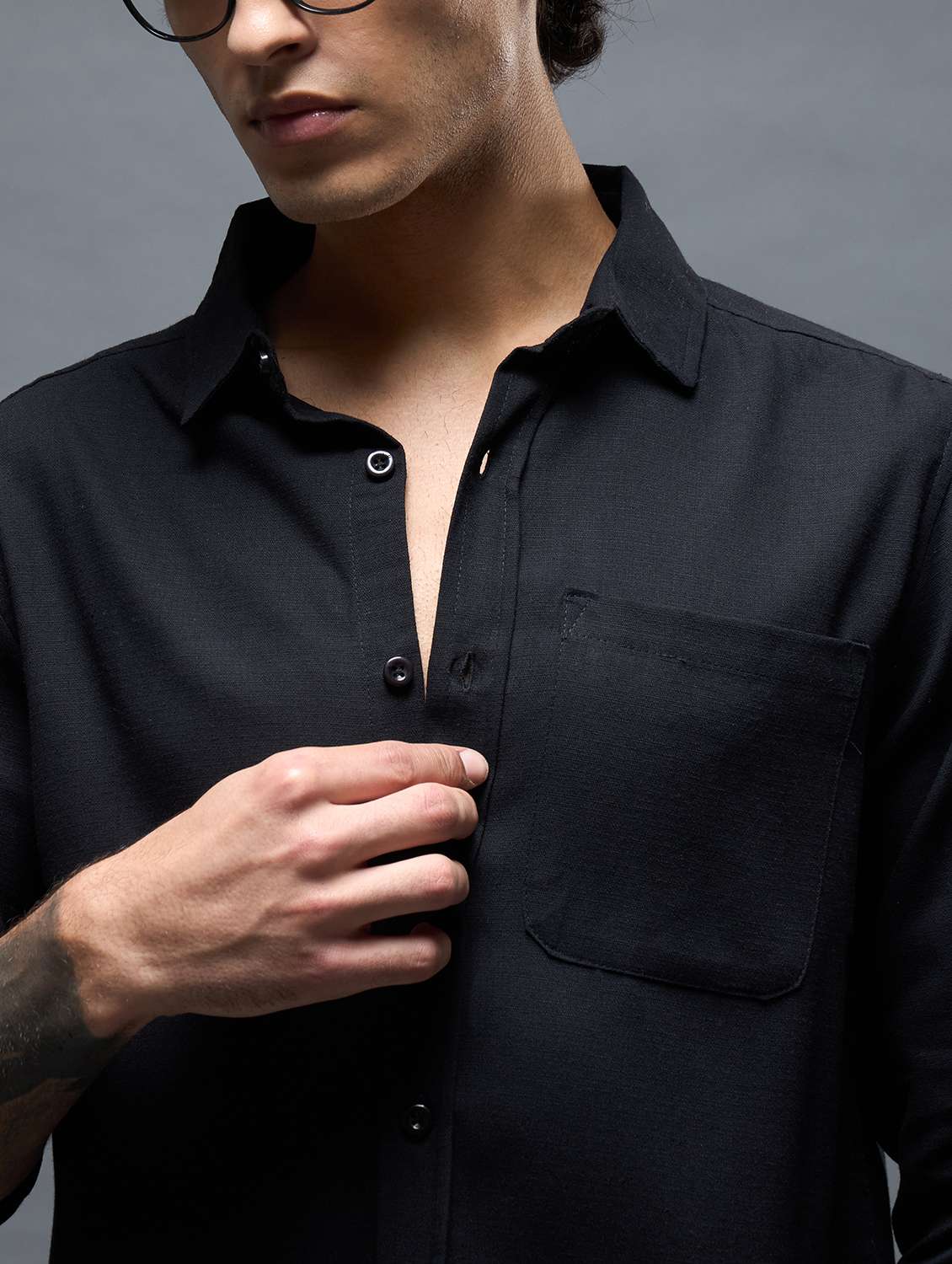 black cotton casual shirt - 22502627 -  Standard Image - 1