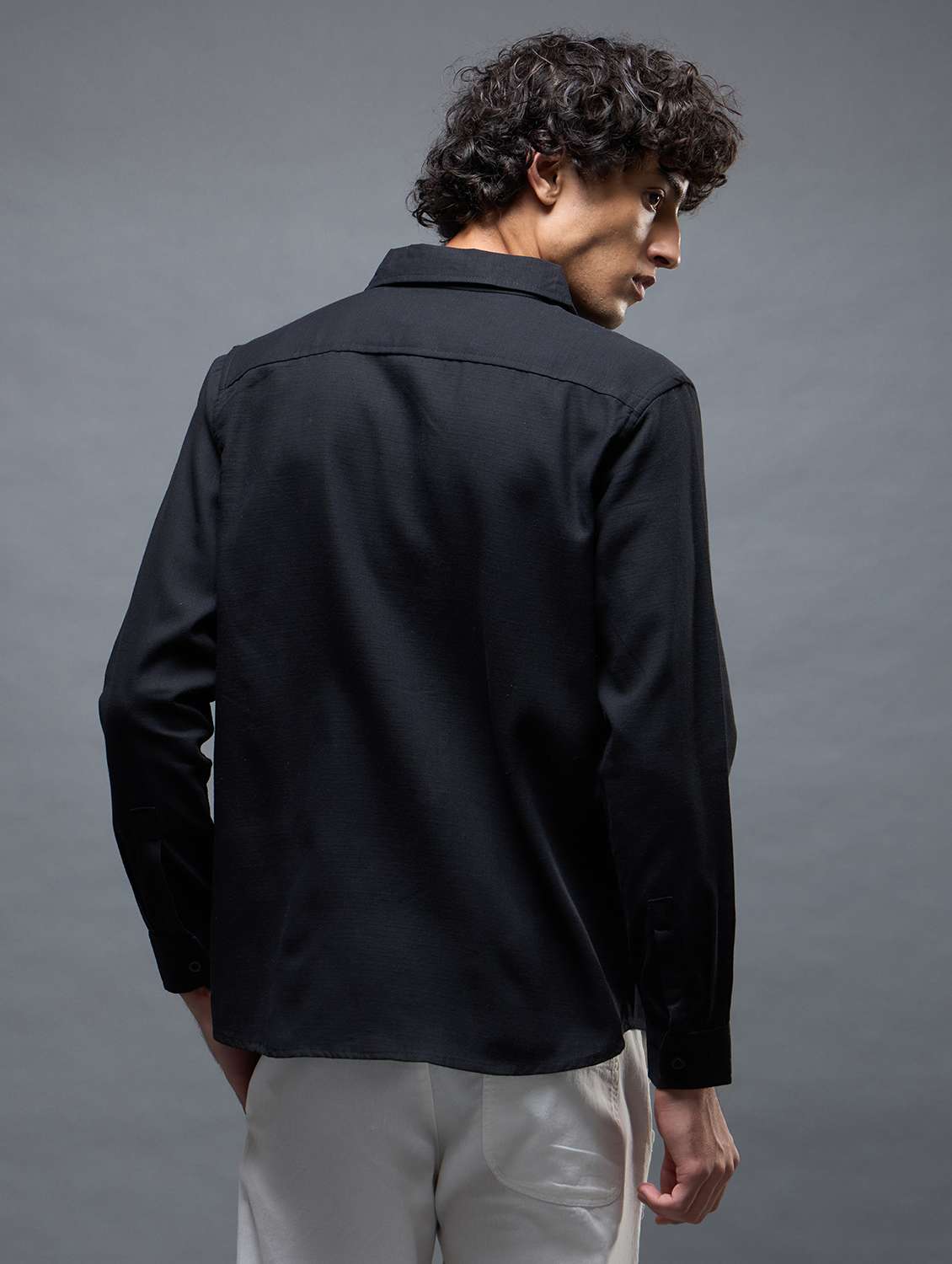 black cotton casual shirt - 22502627 -  Standard Image - 4