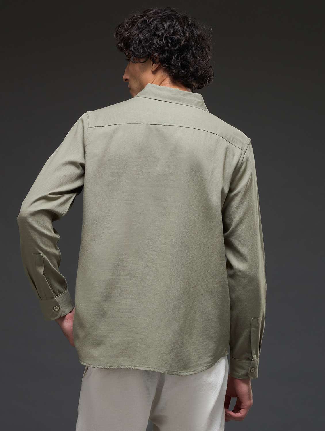 olive cotton casual shirt - 22502630 -  Standard Image - 4