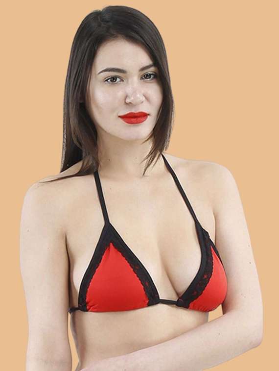 women solid halter neck bikini set - 22502733 -  Standard Image - 1