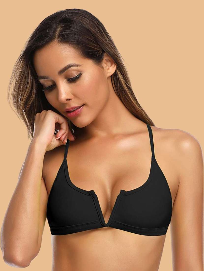 women solid shoulder strap bikini set - 22502754 -  Standard Image - 1