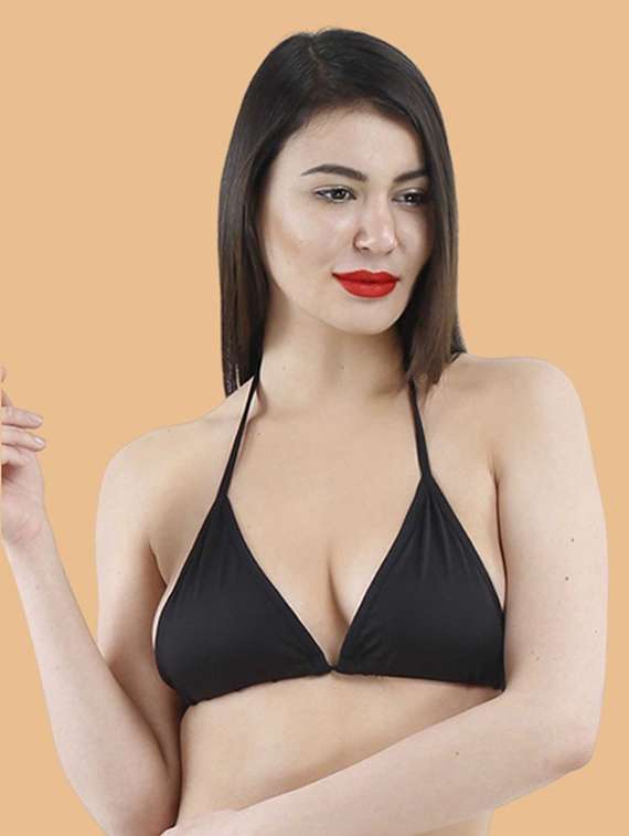 women solid halter neck bikini set - 22502759 -  Standard Image - 1