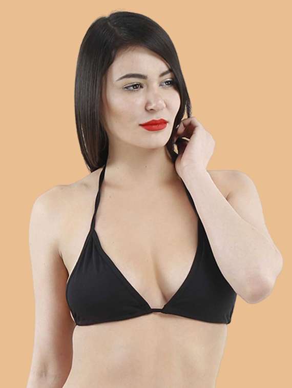 women solid halter neck swimwear bikini set - 22502763 -  Standard Image - 1