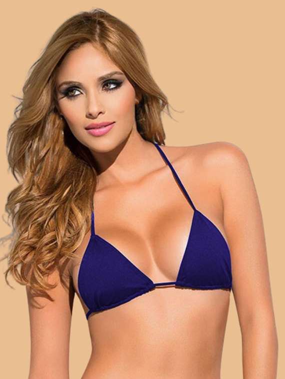 women solid halter neck swimwear bikini set - 22502770 -  Standard Image - 1