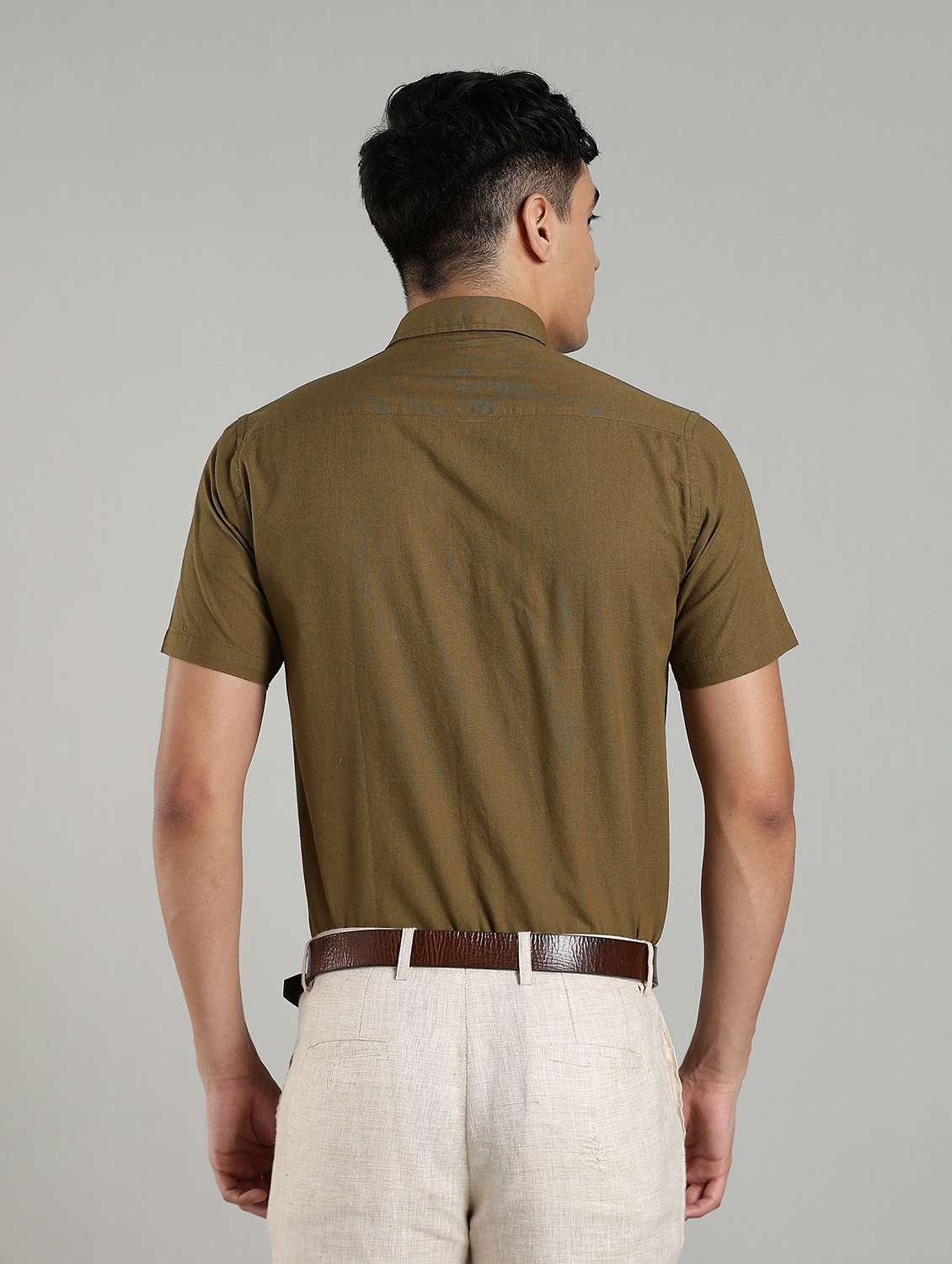 Men Solid Short Sleeve Slim Fit Formal Shirt - 22502801 -  Standard Image - 4