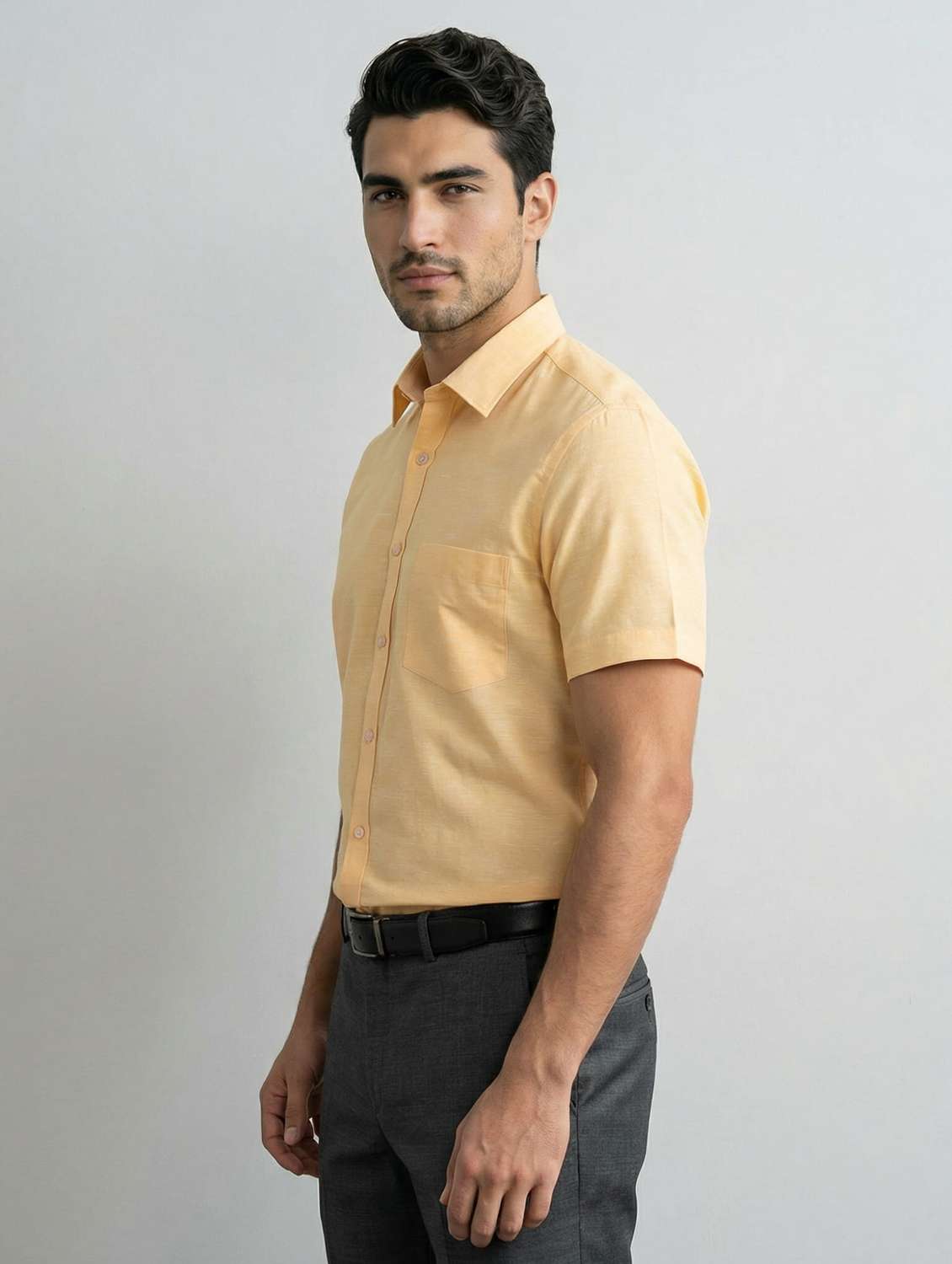 Men Solid Short Sleeve Slim Fit Formal Shirt - 22502803 -  Standard Image - 1