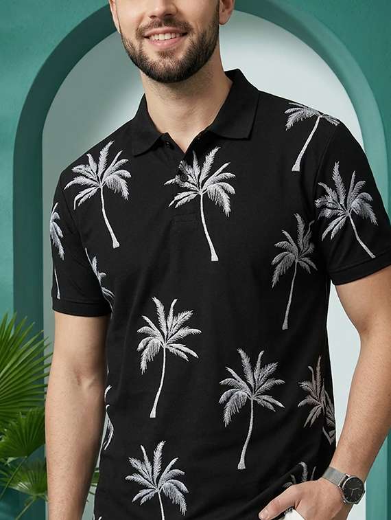 men printed short sleeve regular fit polo t-shirt - 22502835 -  Standard Image - 1