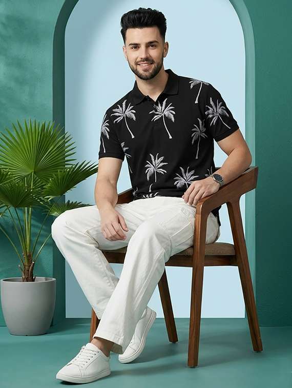 men printed short sleeve regular fit polo t-shirt - 22502835 -  Standard Image - 4