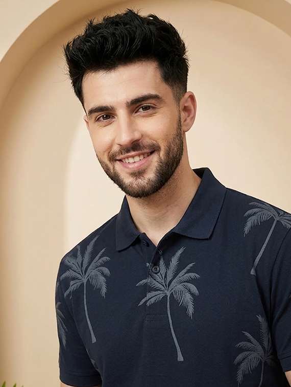 men printed short sleeve regular fit polo t-shirt - 22502836 -  Standard Image - 1