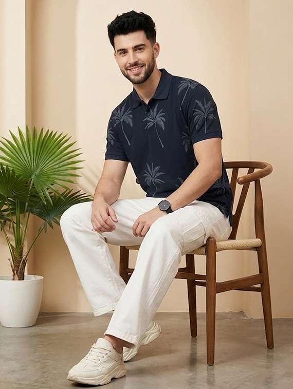 men printed short sleeve regular fit polo t-shirt - 22502836 -  Standard Image - 4
