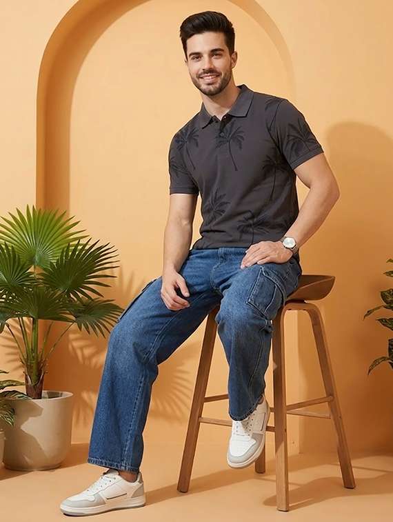 men printed short sleeve regular fit polo t-shirt - 22502838 -  Standard Image - 4