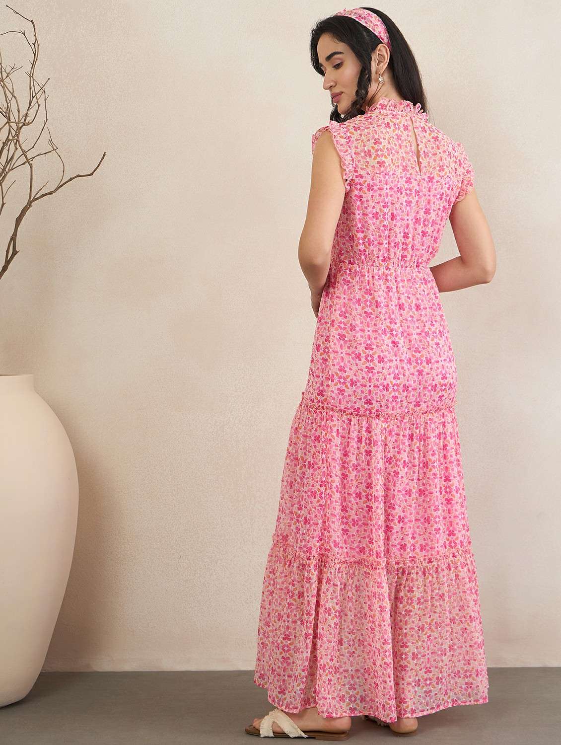 Women Floral Printed Sleeveless Tiered Maxi Dress - 22502916 -  Standard Image - 4