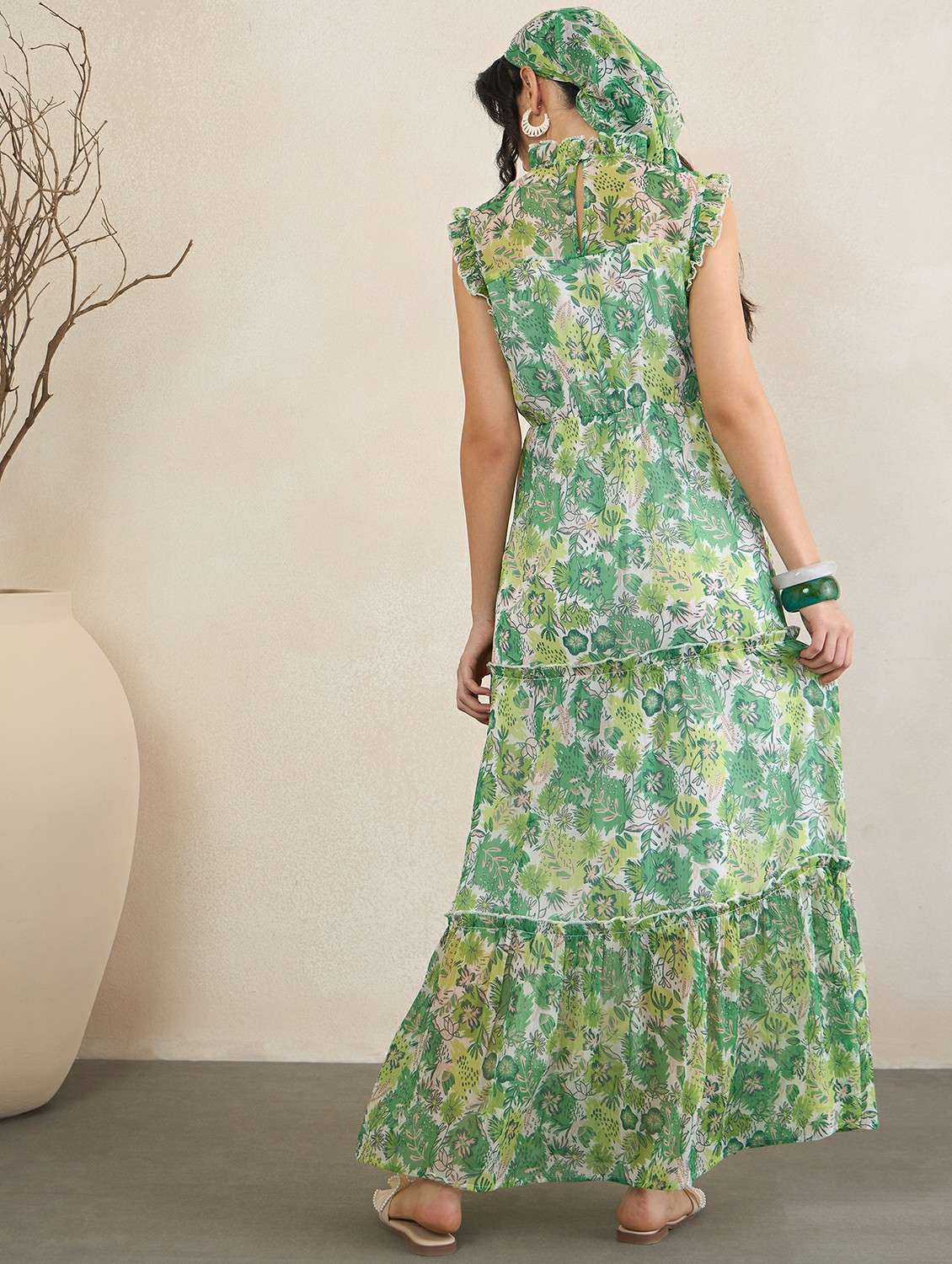 Women Floral Printed Sleeveless Tiered Maxi Dress - 22502917 -  Standard Image - 4