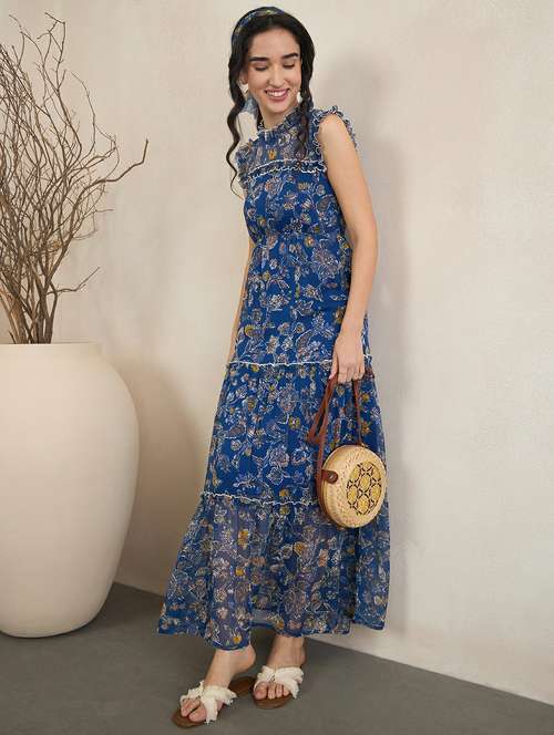 chiffon maxi dress india Heavily Embellished Designer Indian Chiffon Maxi Dress for Bride LARGE
