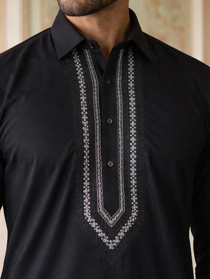 men embroidered long sleeve pathani set - 22503148 -  Standard Image - 1