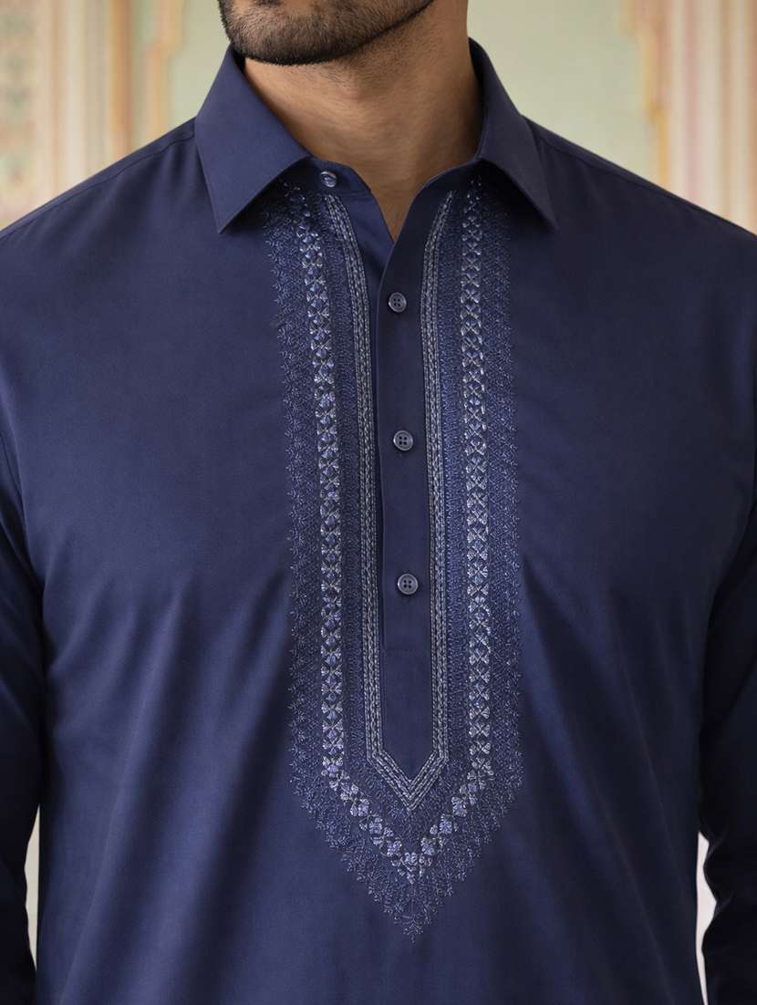 men embroidered long sleeve pathani set - 22503149 -  Standard Image - 1