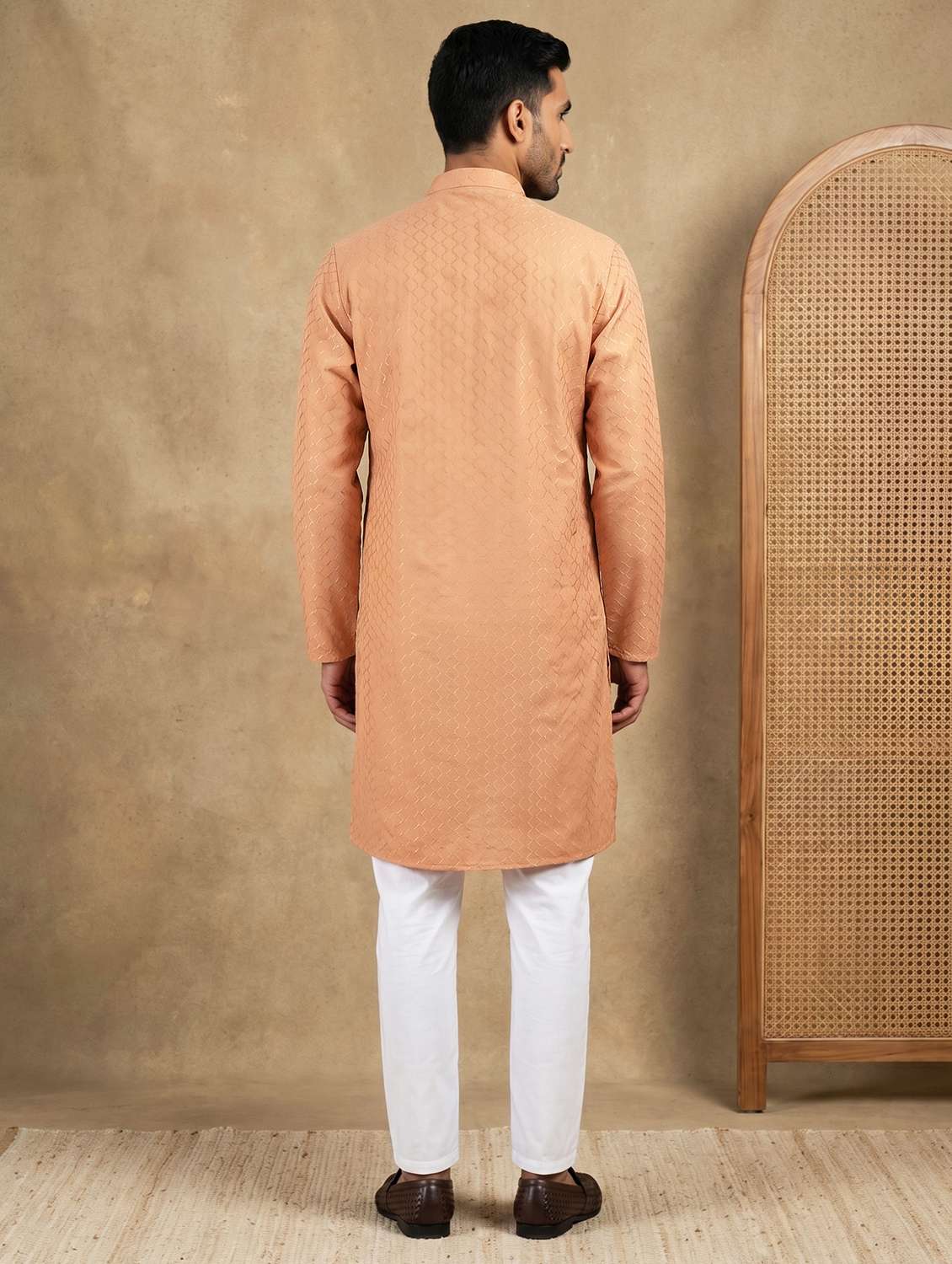 Men Self Design Mandarin Neck Kurta Pyjama Set - 22503155 -  Standard Image - 4