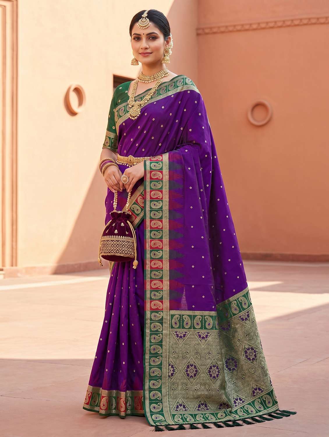 women self design kanjivaram saree with blouse - 22503232 -  Standard Image - 1