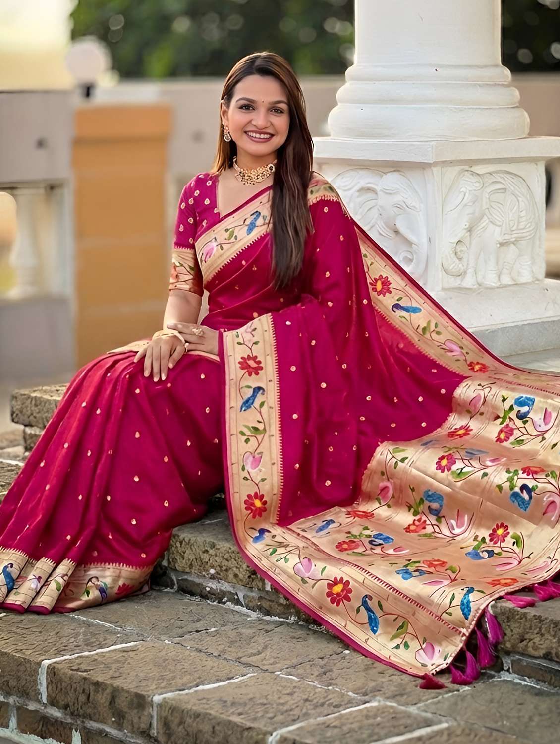 Women Self Design Paithani Saree With Blouse - 22503248 -  Standard Image - 4