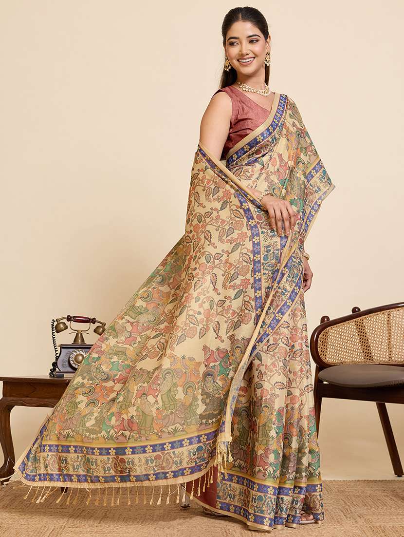 women printed casual wear saree with blouse - 22503255 -  Standard Image - 4