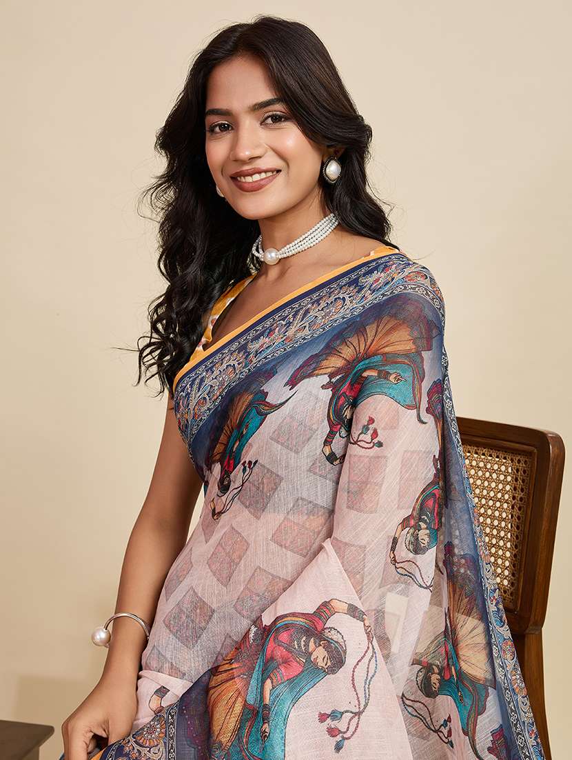 women printed casual wear saree with blouse - 22503282 -  Standard Image - 1