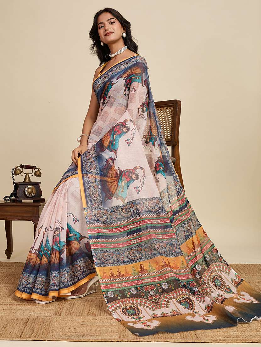 women printed casual wear saree with blouse - 22503282 -  Standard Image - 4