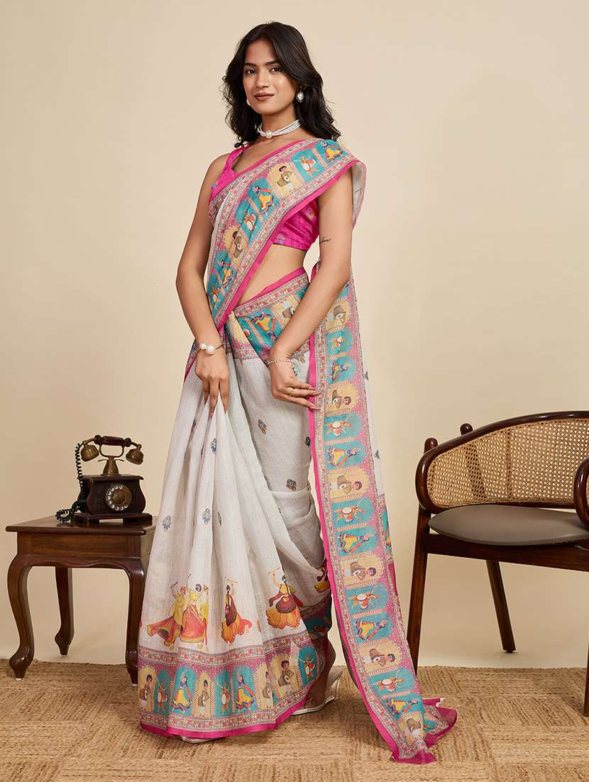 women printed casual wear saree with blouse - 22503289 -  Standard Image - 4