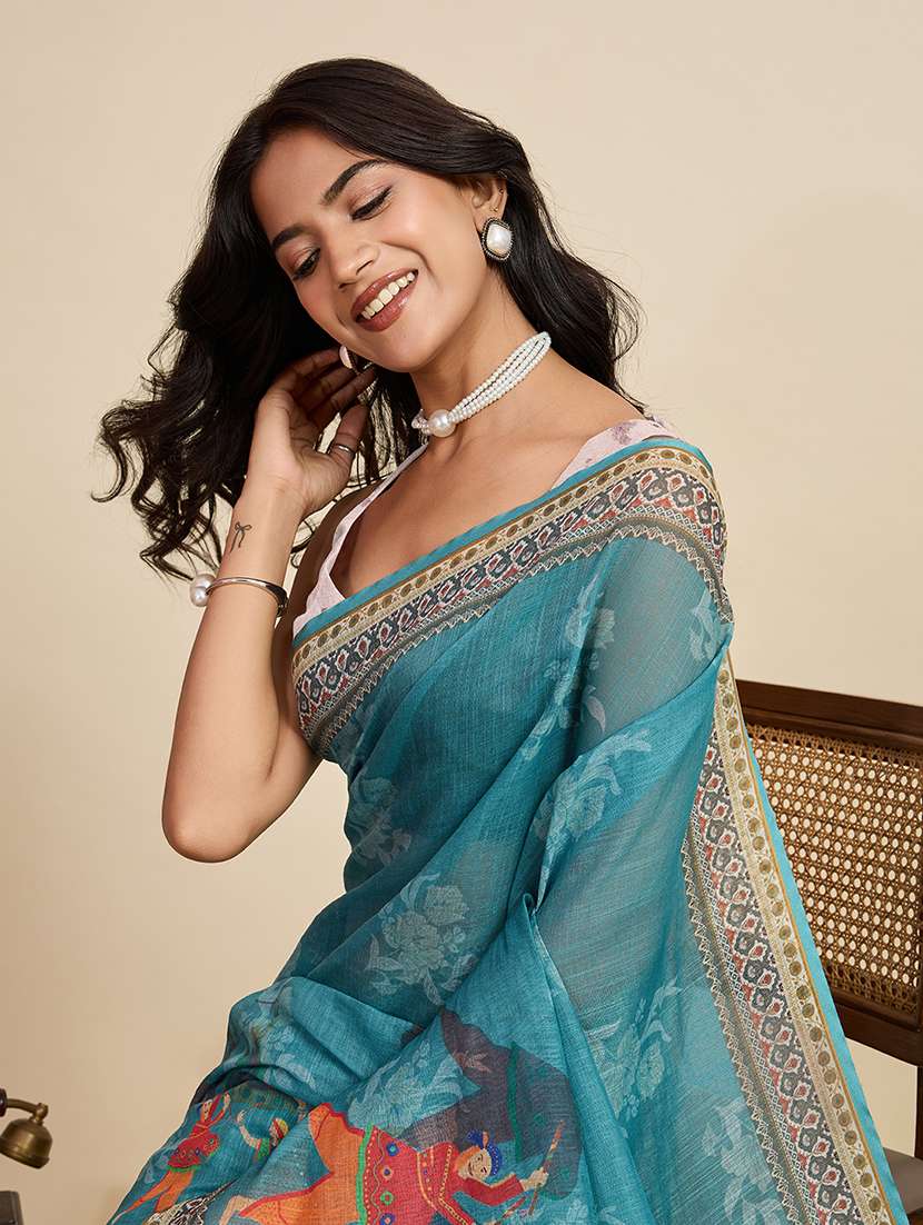 women printed casual wear saree with blouse - 22503292 -  Standard Image - 1