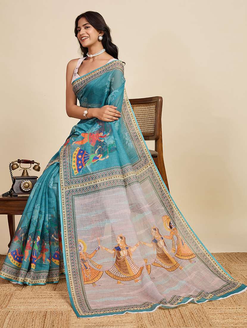 women printed casual wear saree with blouse - 22503292 -  Standard Image - 4