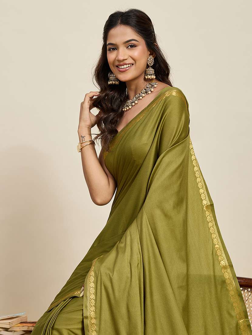 women solid plain saree with blouse - 22503327 -  Standard Image - 1